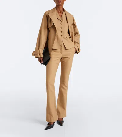 Veronica Beard Corbette Twill Flared Pants In Brown