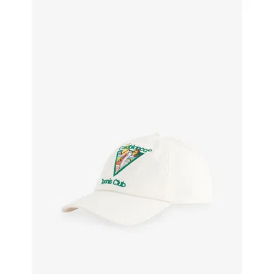 Casablanca Embroidered Triangular Patch Cotton Baseball Cap In White