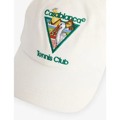 Casablanca Embroidered Triangular Patch Cotton Baseball Cap In White