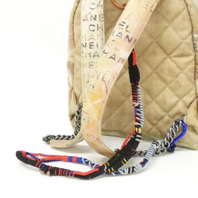 Pre-owned Chanel Beige Multi-color Canvas Backpack () In Beige, Multi-color