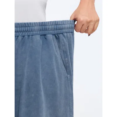 Bloomchic Washed Cargo Pocket Drawstring Jogger Pants In Blue