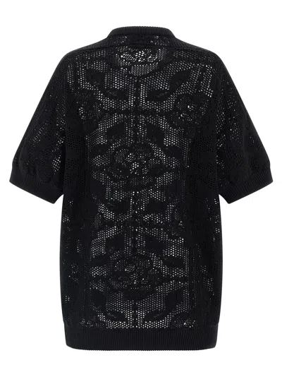 Nude Cotton Sweater Crew Neck Lace Pattern In Black