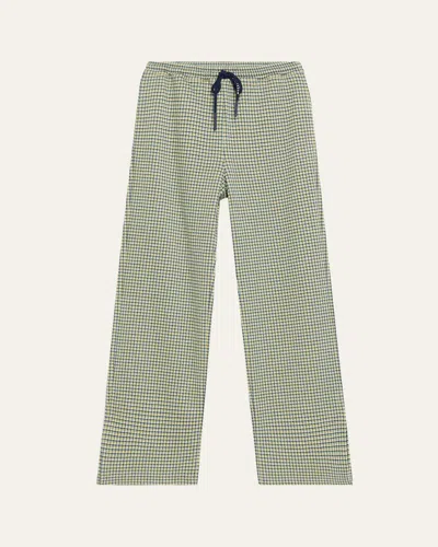 Marni Mini Check Jacquard Straight-leg Pull-on Pants In Green