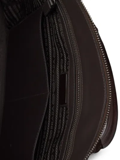 Prada Leather Tote Bag In Brown