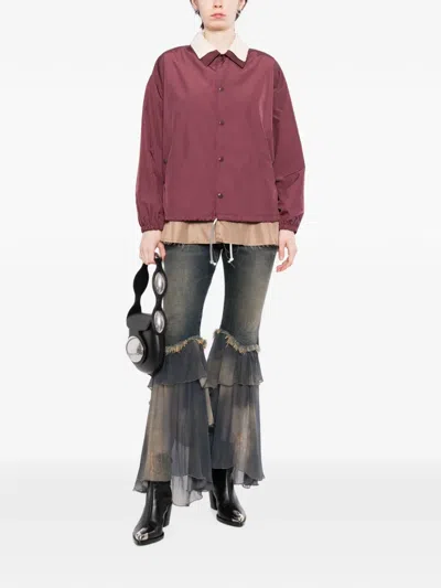 Undercover Layered Drawstring-hem Jacket In Red