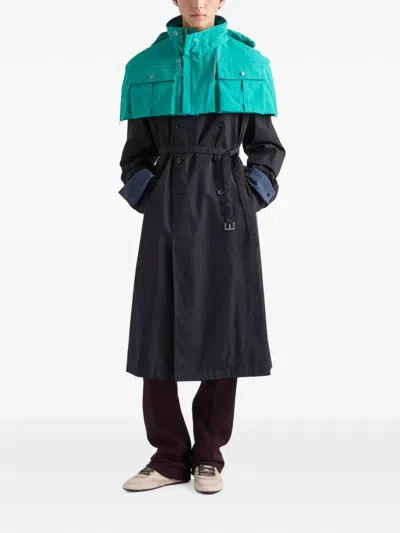 Prada Double-breasted Belted Coat In Brown
