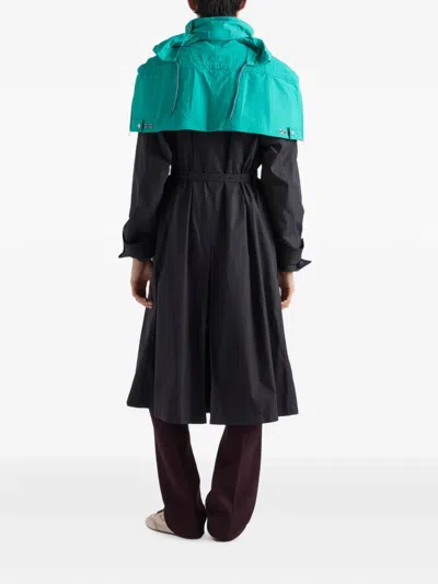 Prada Double-breasted Belted Coat In Brown