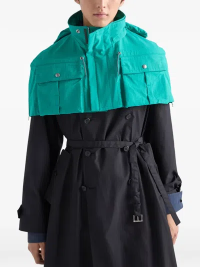 Prada Double-breasted Belted Coat In Brown