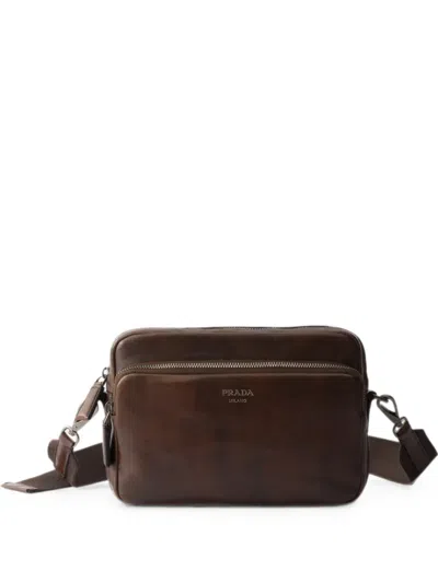 Prada Leather Shoulder Bag In Brown