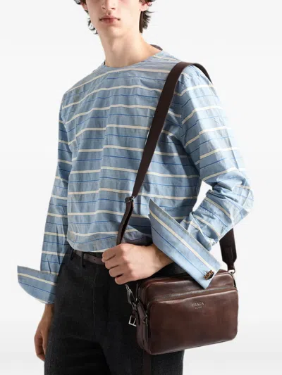 Prada Leather Shoulder Bag In Brown
