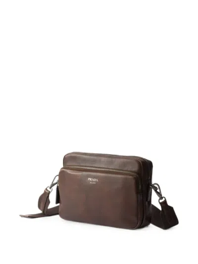 Prada Leather Shoulder Bag In Brown