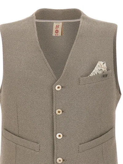 Bob Microtextured Button-up Waistcoat In Gray