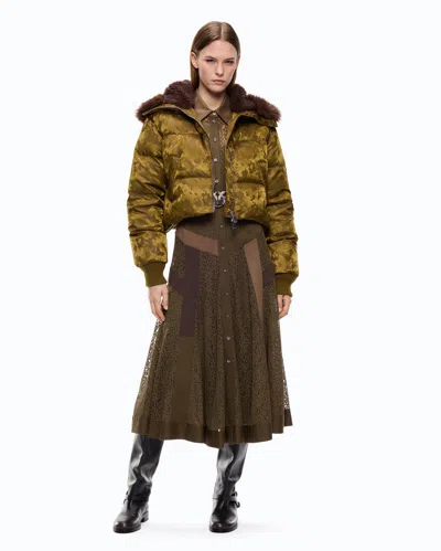 Pinko Camouflage-pattern Puffer Jacket In Brown