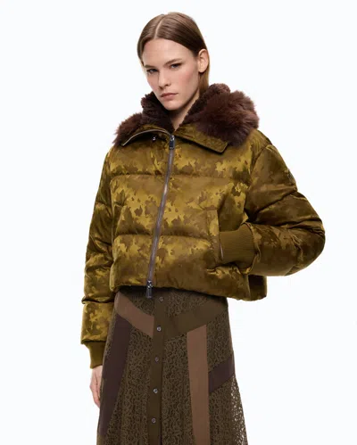 Pinko Camouflage-pattern Puffer Jacket In Brown