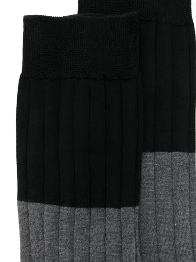 Plan C Ribbed Two-tone Socks In Multi