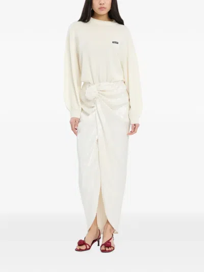 Rotate Birger Christensen Merino Wool-cashmere Oversized Pullover Sweater In White