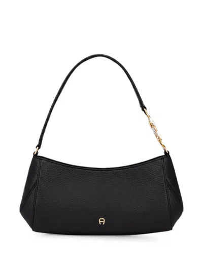 Aigner Mini Jerzy Pebbled Shoulder Bag In Black