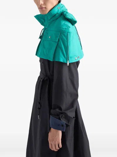 Prada Technical Fabric Capelet In Blue