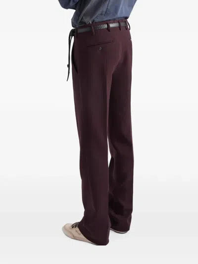Prada Wool Pants In Burgundy