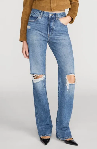 Frame The Vertical High Waist Relaxed Straight Leg Jeans In Blue