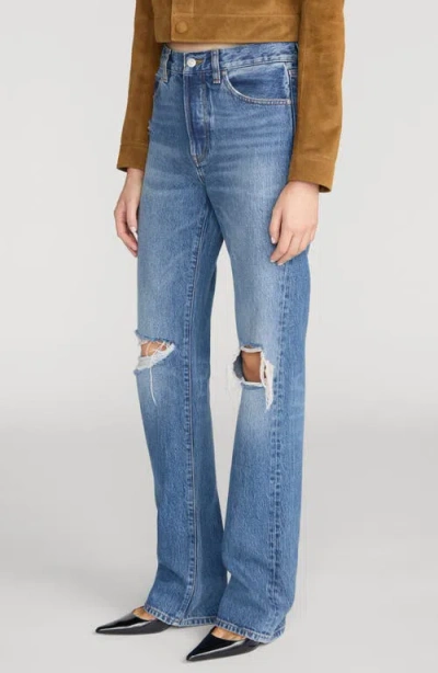 Frame The Vertical High Waist Relaxed Straight Leg Jeans In Blue