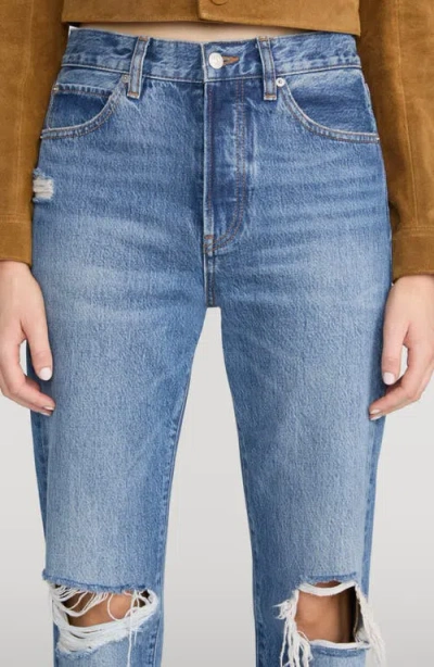 Frame The Vertical High Waist Relaxed Straight Leg Jeans In Blue