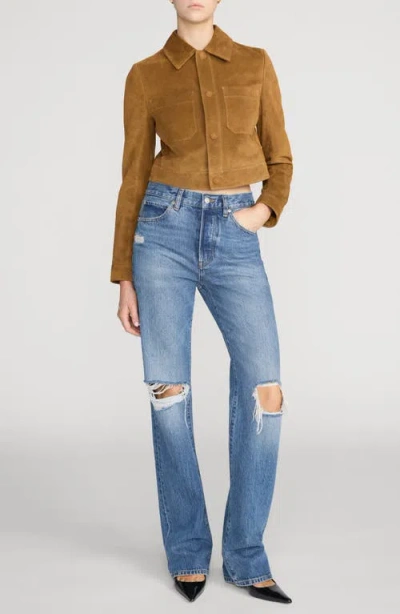 Frame The Vertical High Waist Relaxed Straight Leg Jeans In Blue