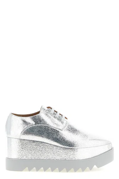 Stella Mccartney Elyse Lace Up Wedge Brogues Oxford Shoes In Silver