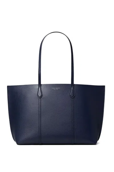 Tory Burch Mini Zipper Pouch Handbag With Leather Shoulder Straps In Blue