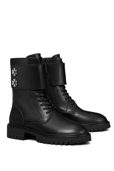 Tory Burch Black Ankle Leather Boots In Nero