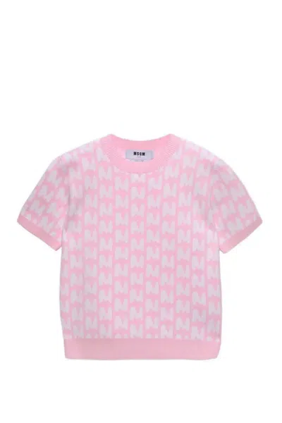 Msgm Patterned T-shirt In Pink