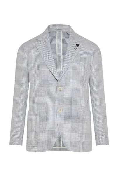 Lardini Checked Single-breasted Blazer In Gray
