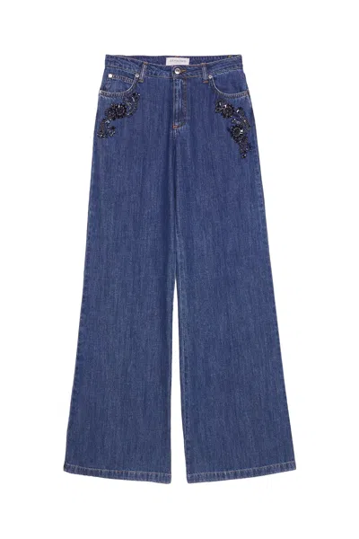 Ermanno Firenze Jeans With Embroidered Stones In White