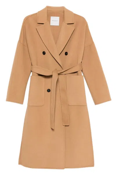 Ermanno Firenze Double-breasted Coat In Brown