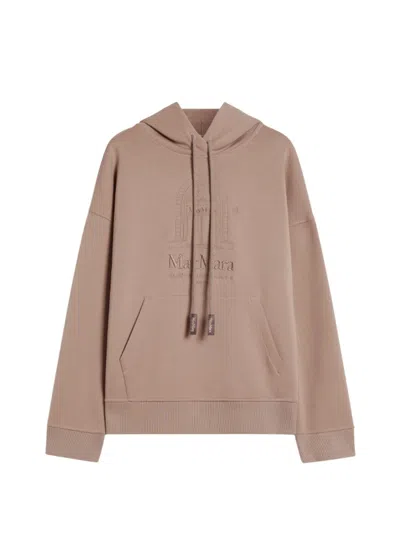 Max Mara Technical Cotton Jersey Sweatshirt In Neutral