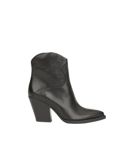 Ash Contemporary Short Leather Ankle Boots In Black