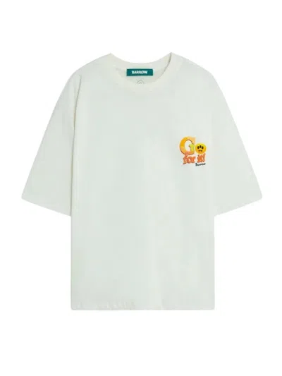 Barrow Bear Print With Back Stitched Trim T-shirt In White