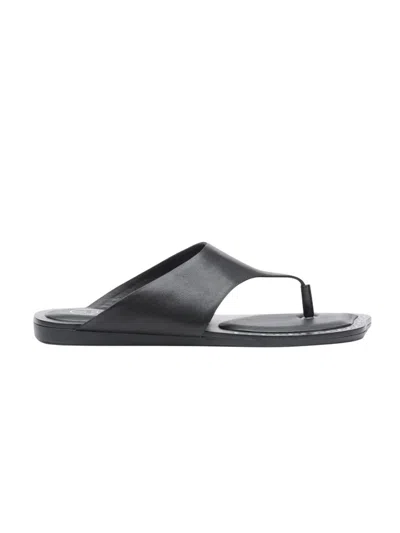 Ash Genius Leather Studded Thong Sandals In Black