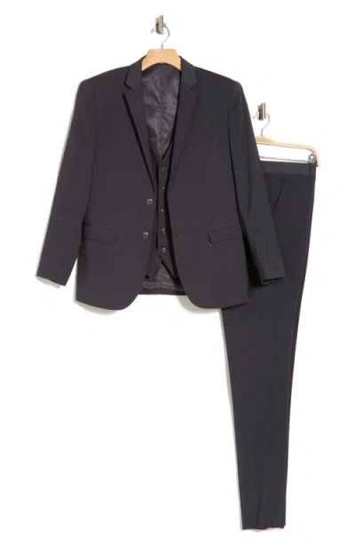 Gino Vitale Skinny Fit Solid Stretch Three Piece Suit In Multi
