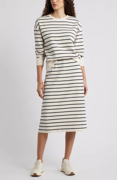 Caslon ® Stripe Pullover Sweatshirt In White