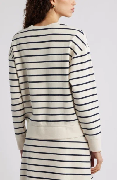 Caslon ® Stripe Pullover Sweatshirt In White