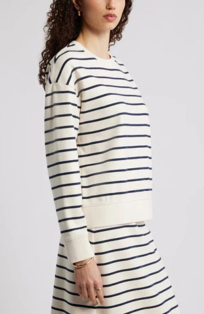Caslon ® Stripe Pullover Sweatshirt In White