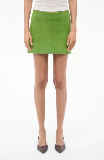 Staud Crest Suede Mini Skirt In Green