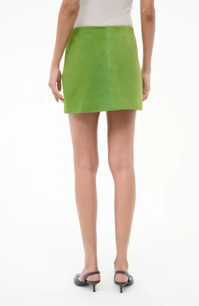 Staud Crest Suede Mini Skirt In Green
