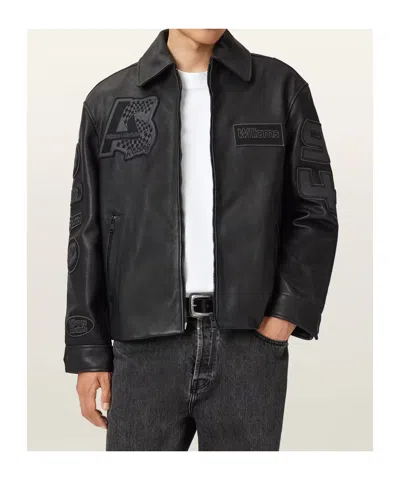 Allsaints Garrison Patch Leather Jacket In Black