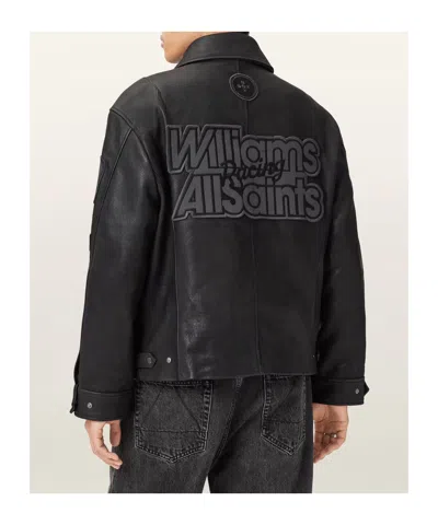 Allsaints Garrison Patch Leather Jacket In Black