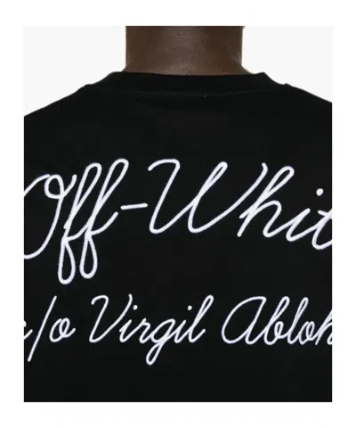 Off-white Crew-neck Cotton T-shirt With Contrasting Logo In Black