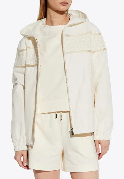 Moncler Clisson Hooded Jacket With Openwork-inserts In White