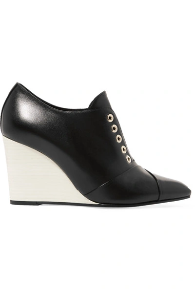 Shop Lanvin Leather Wedge Ankle Boots