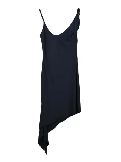 Courrèges Asymmetric Mini Dress With Dynamic Multicolor Pattern In Black